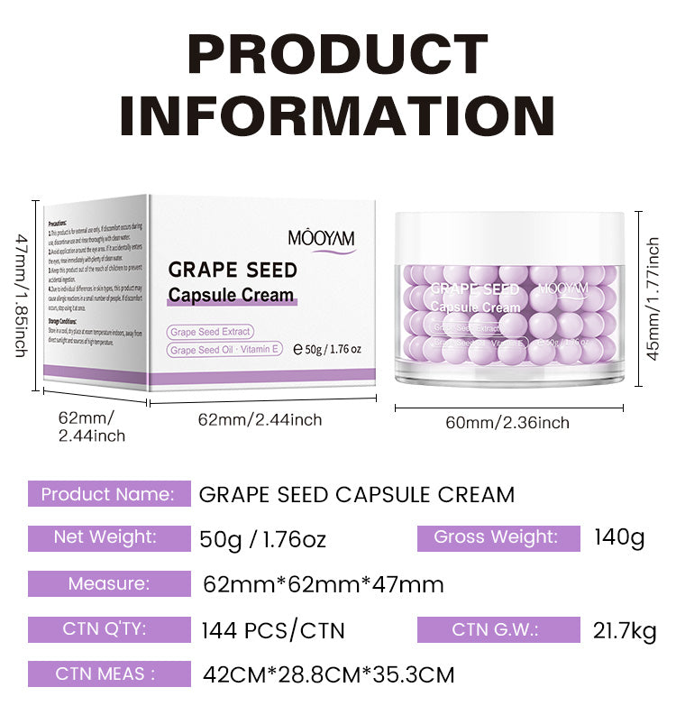 Mooyam Grape Seed Capsule Cream - Antioxidant Hydrating Moisturiser 50g