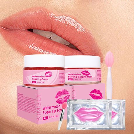 Kimsly Watermelon Lip Care Kit - Sleeping Mask, Scrub & 2 Lip Mask Sheets