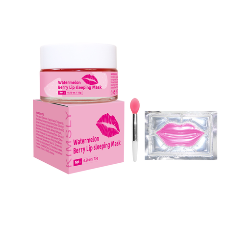 Kimsly Watermelon Lip Sleeping Mask Kit - Lip Mask Sheet & Applicator Brush