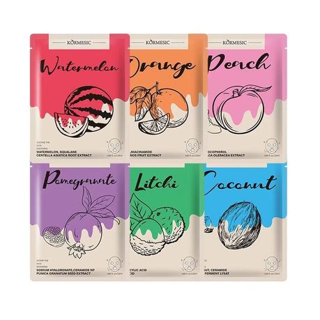 Kormesic Hydrating Centella Vitamin C Facial Mask Sheets (6 pack)