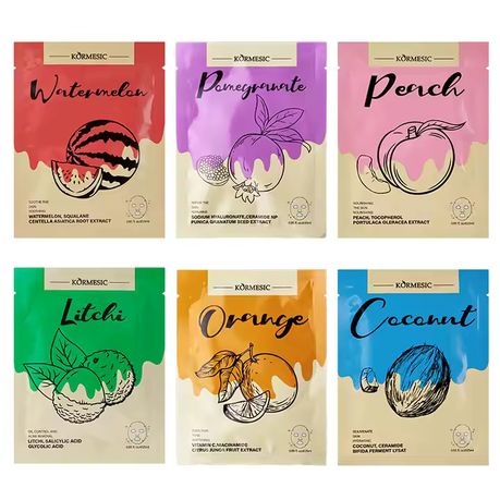 Kormesic Hydrating Centella Vitamin C Facial Mask Sheets (6 pack)