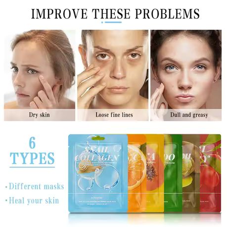 Kormesic Multifunctional Collagen Vitamin C Face Mask Sheets - 6 Pack