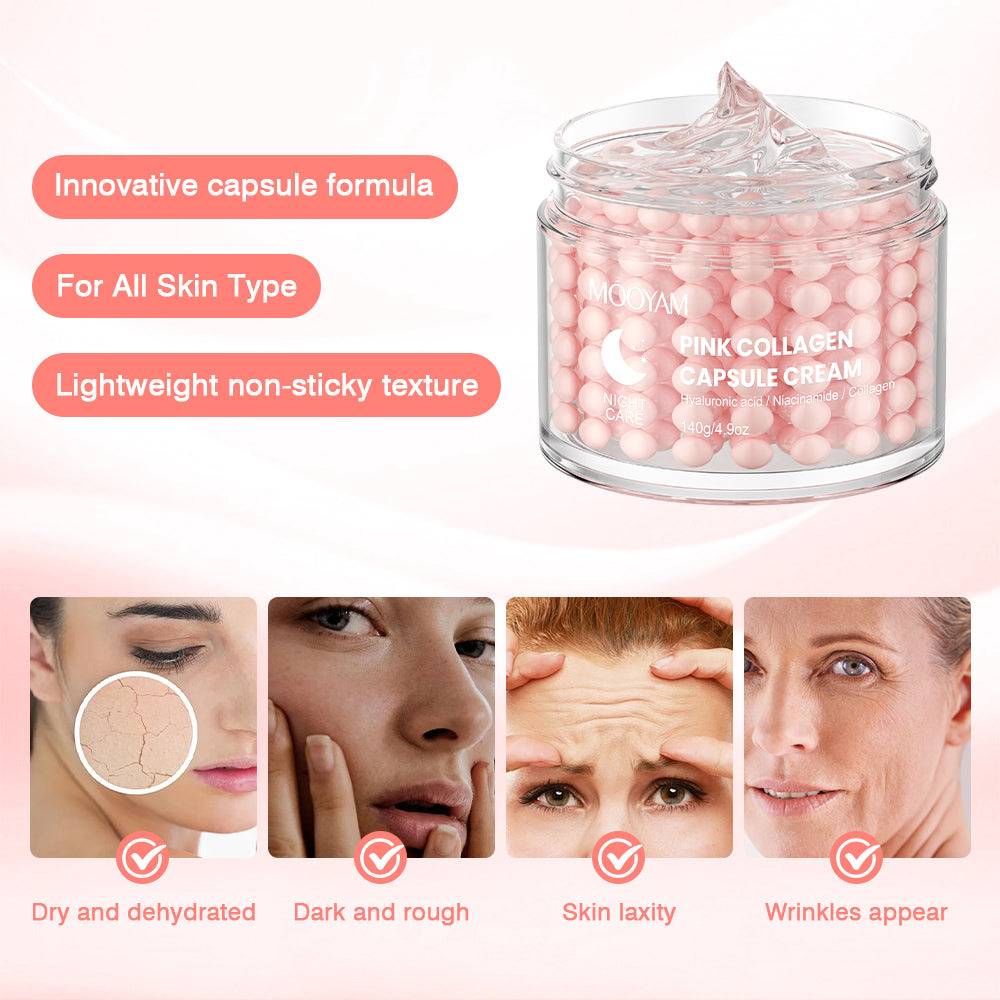 Mooyam Pink Collagen Capsule Cream - Firming & Hydrating Night Cream 140g